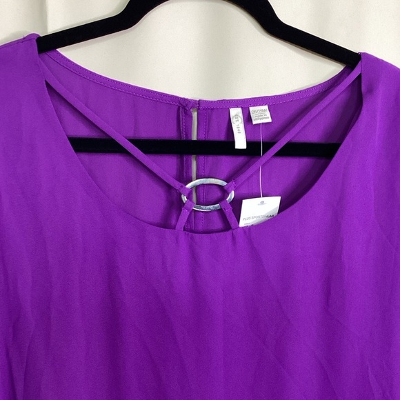 Cato Plus size 26 28 4X ToPurple Blouse with Flutter Sleeves and Relaxed Fit - Picture 4 of 10